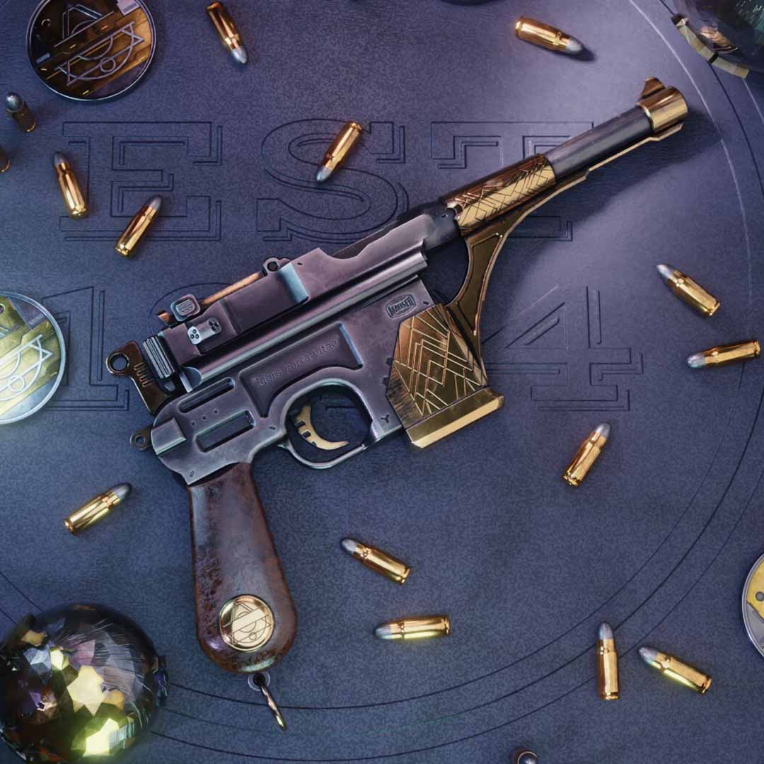 Dit is de C96 die wordt gebruikt in de Gun Range van Syndicate of Vigilantes, een AR gun range mobiele game waarbij een realistisch 3D-pistool richt op bewegende targets in een echte huiskamer.